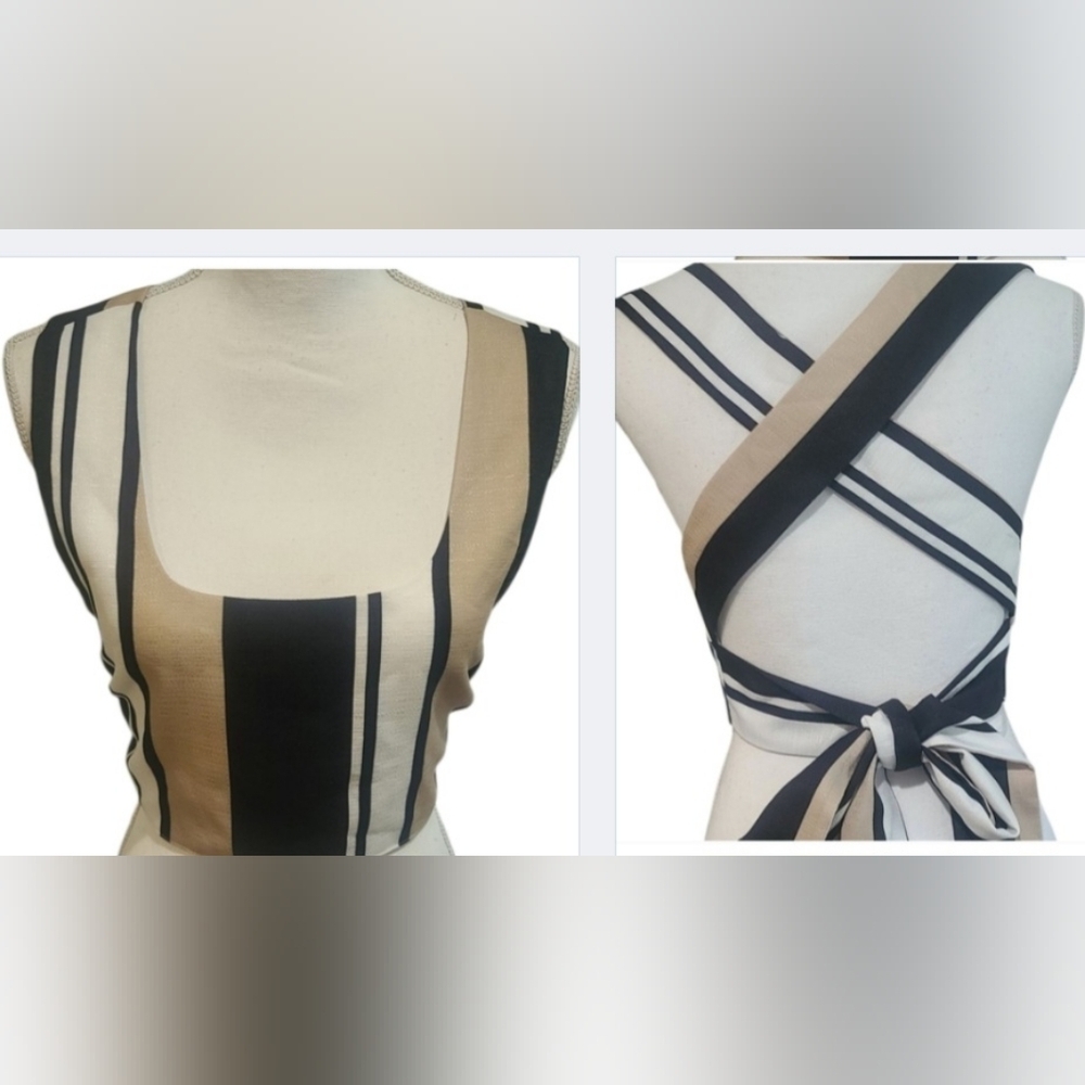 L'ATISTE Black and Tan Fitted Sleeveless Tank Top